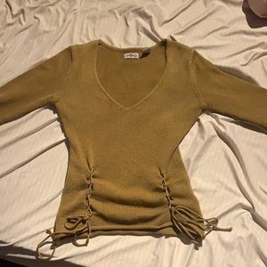 knit lace up sweater
